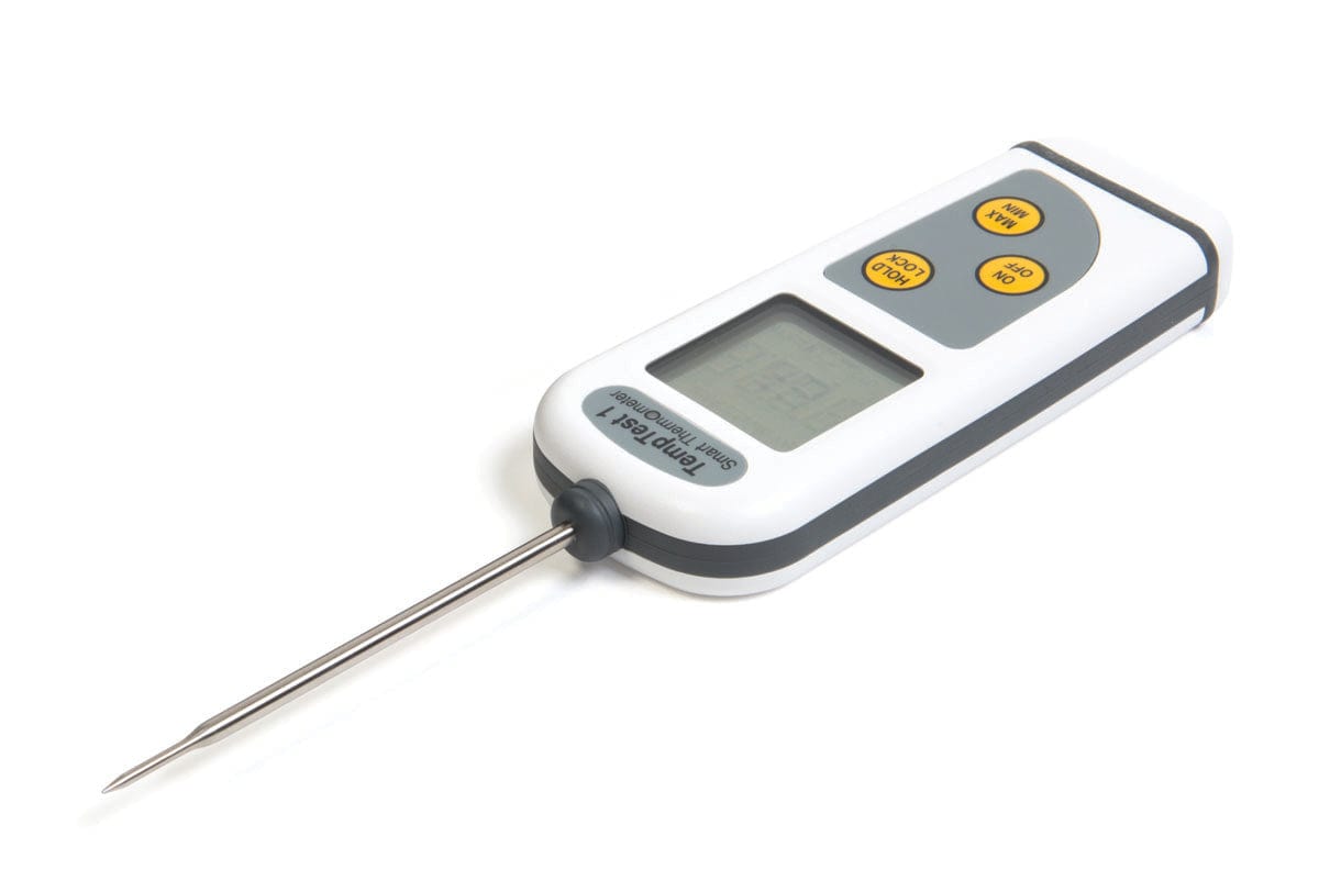un Thermomètre intelligent TempTest 1 avec affichage rotatif à 360 degrés par Thermometre.fr sur fond blanc.