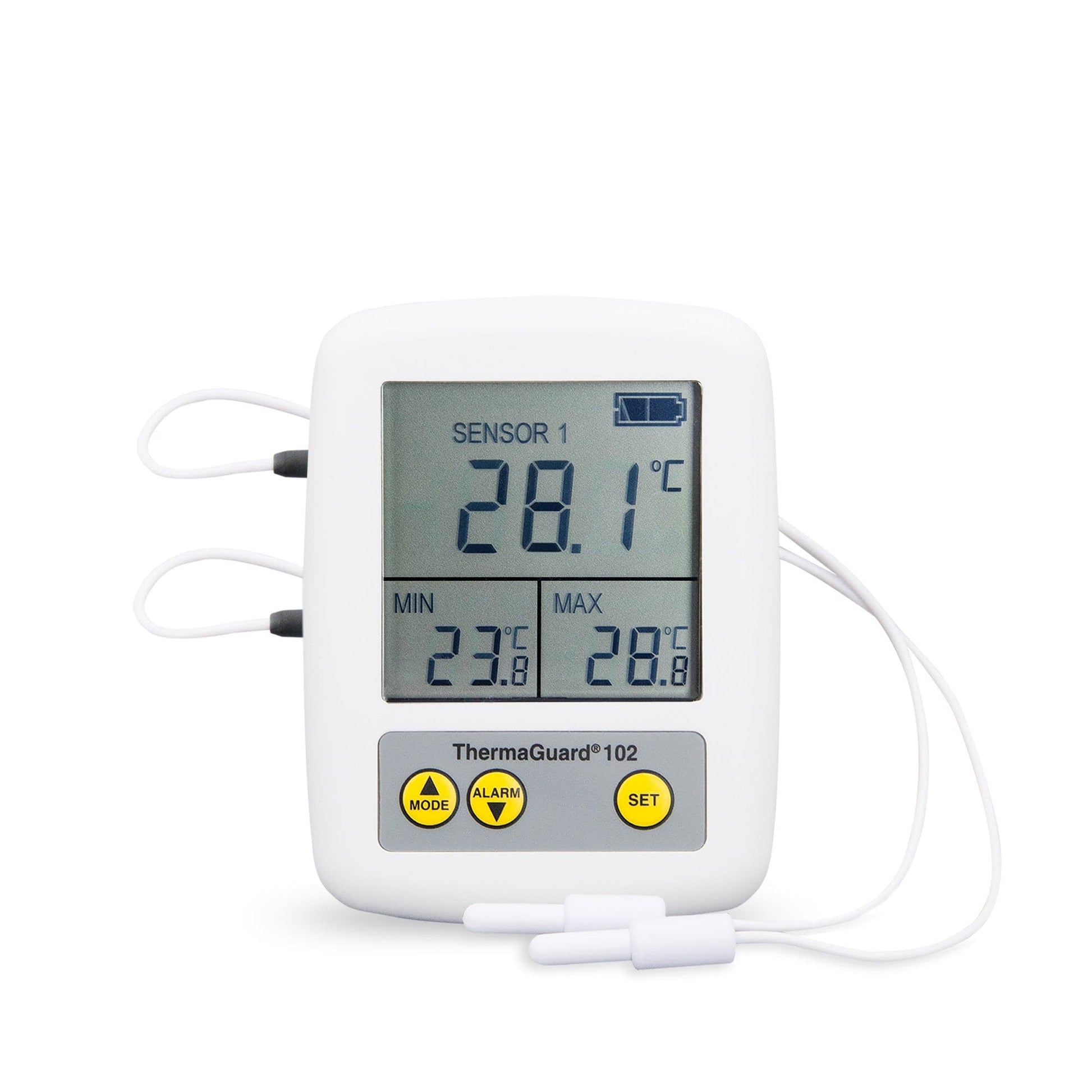 Thermomètre Réfrigérateur Numérique, Thermomètre Réfrigérateur Sans Fil  avec 2 Capteurs Alarme Sonore Affichage Min/Max écran, pour Maison