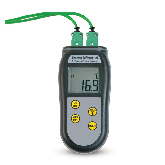 un thermomètre numérique Thermometre.fr auquel est attaché un cordon vert.