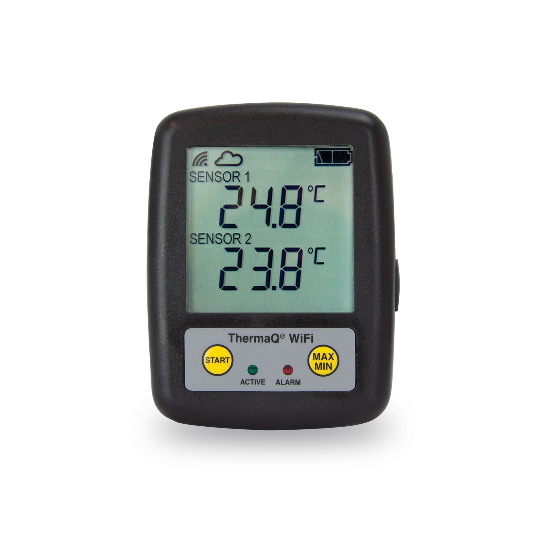 un Thermomètre et enregistreur de barbecue professionnel ThermaQ WiFi sur fond blanc, de la marque Thermometre.fr.