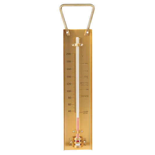 A Brass Thermometer.fr Termometro in ottone per zucchero e marmellata su sfondo bianco.