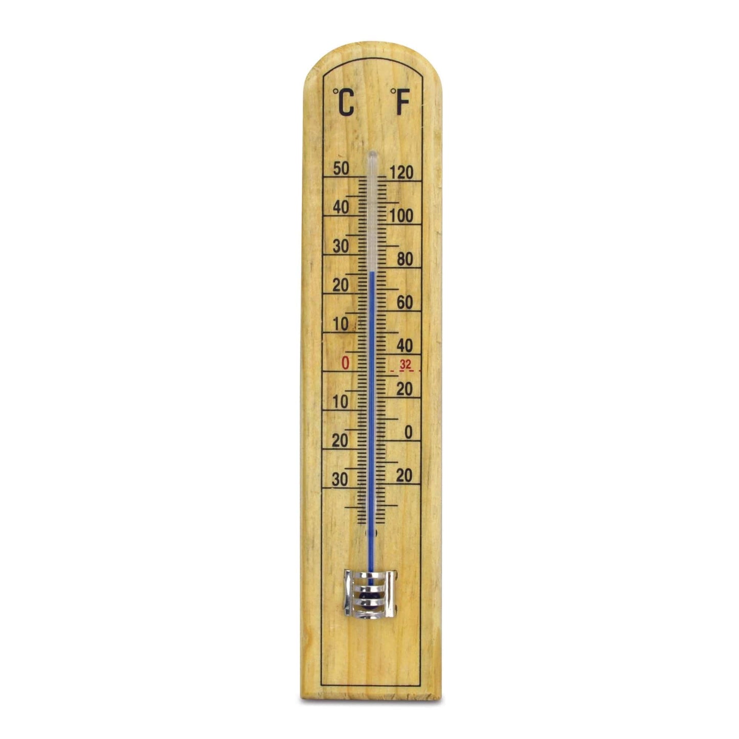 Un termometro in faggio - 45 x 205 mm di Thermometer.fr su sfondo bianco.