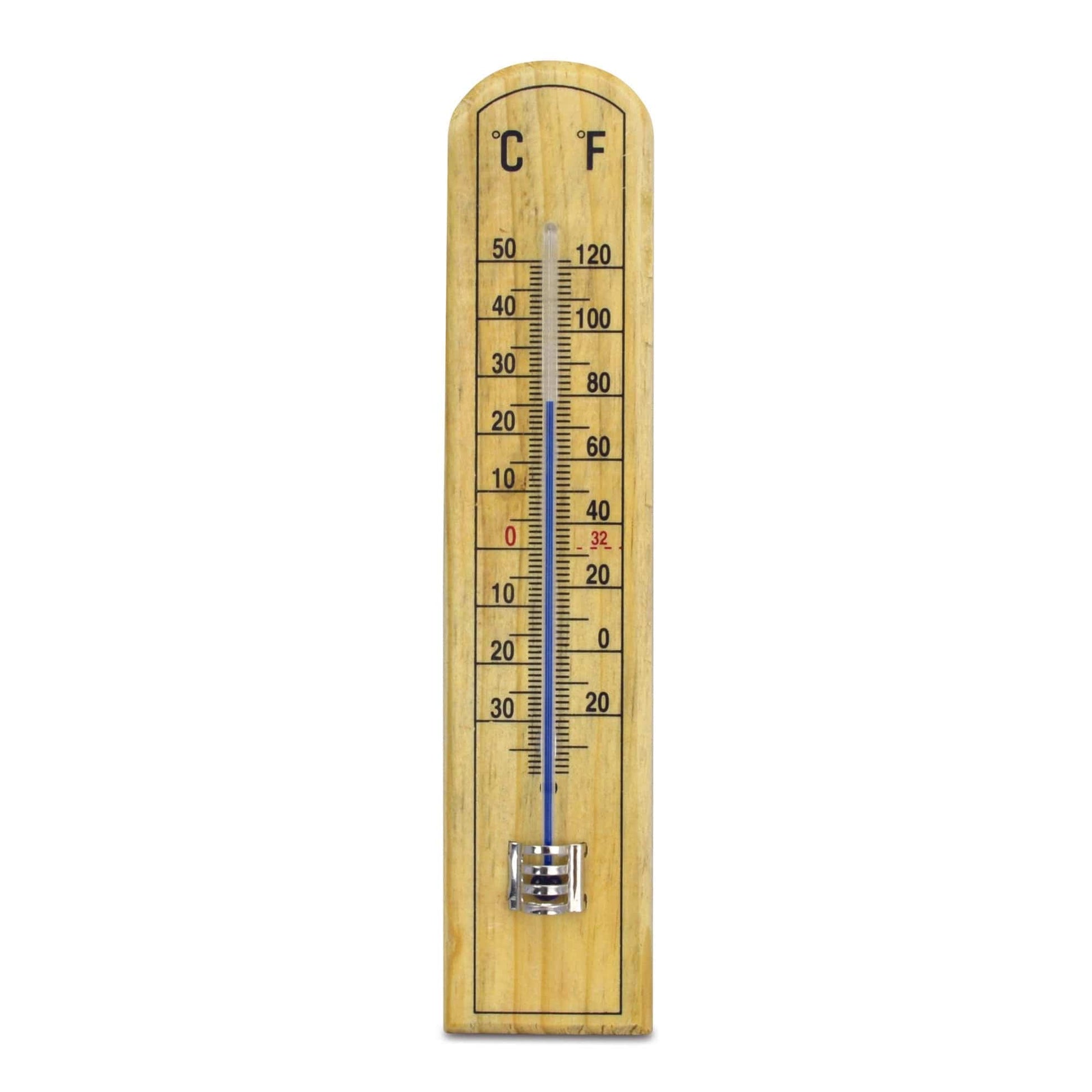 Un Thermomètre en hêtre - 45 x 205 mm par Thermometer.eu sur fond blanc.