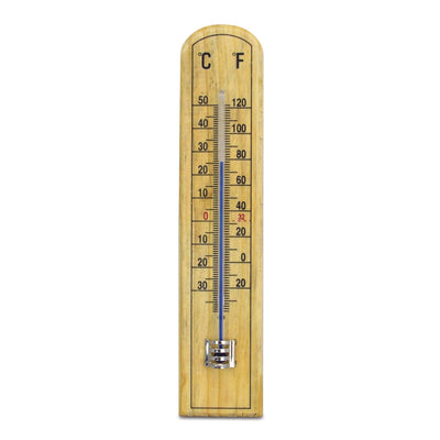 Un termometro in faggio - 45 x 205 mm di Thermometer.fr su sfondo bianco.
