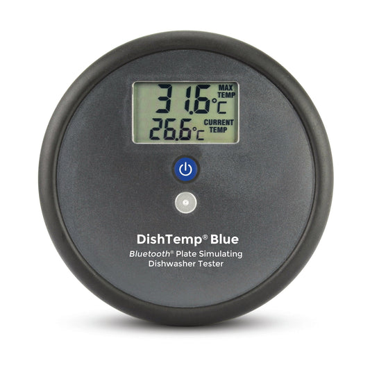 un termometro digitale Thermometer.fr recante il marchio Dish-Temp Blue.