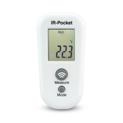 un Thermomètre de poche - thermomètre infrarouge de Thermometre.fr sur fond blanc.