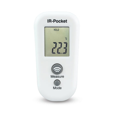 un Thermomètre de poche - thermomètre infrarouge de Thermometre.fr sur fond blanc.