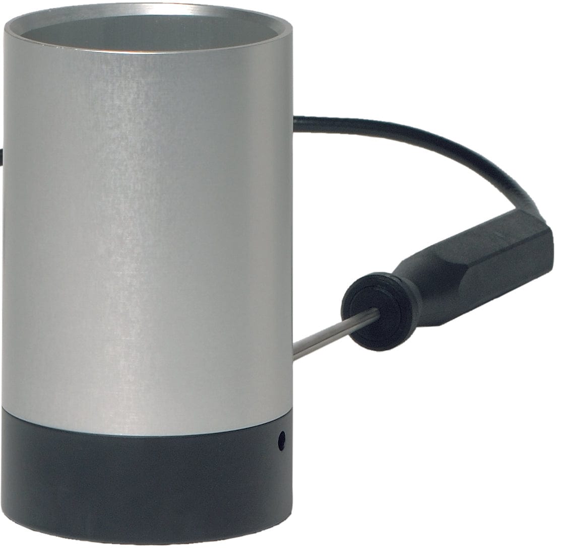 un mug Comparateur de thermomètre argenté et noir avec un cordon attaché par Thermometre.fr.