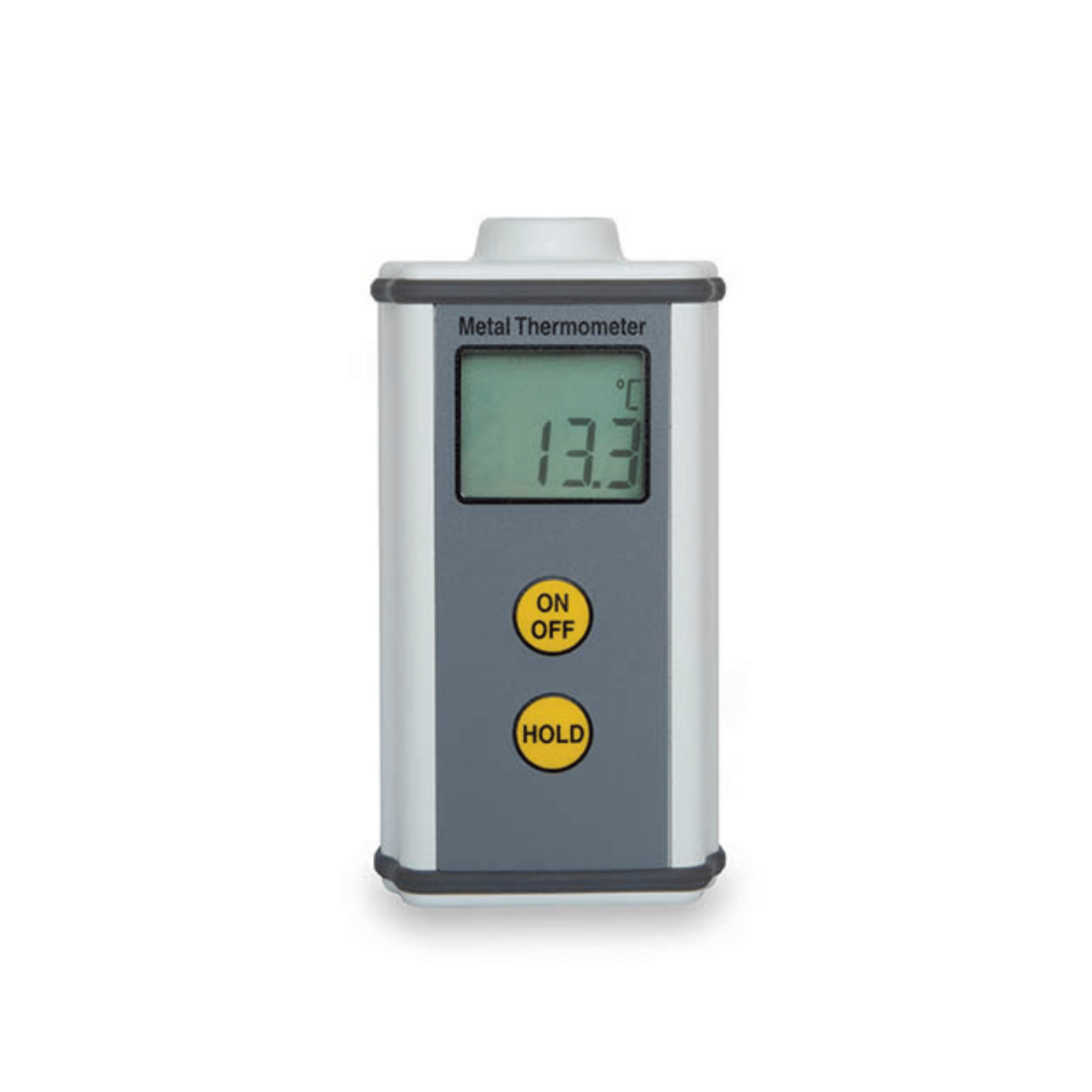 un termometro in metallo Termometro digitale Therma K su sfondo bianco. (Marchio: Thermometer.fr)