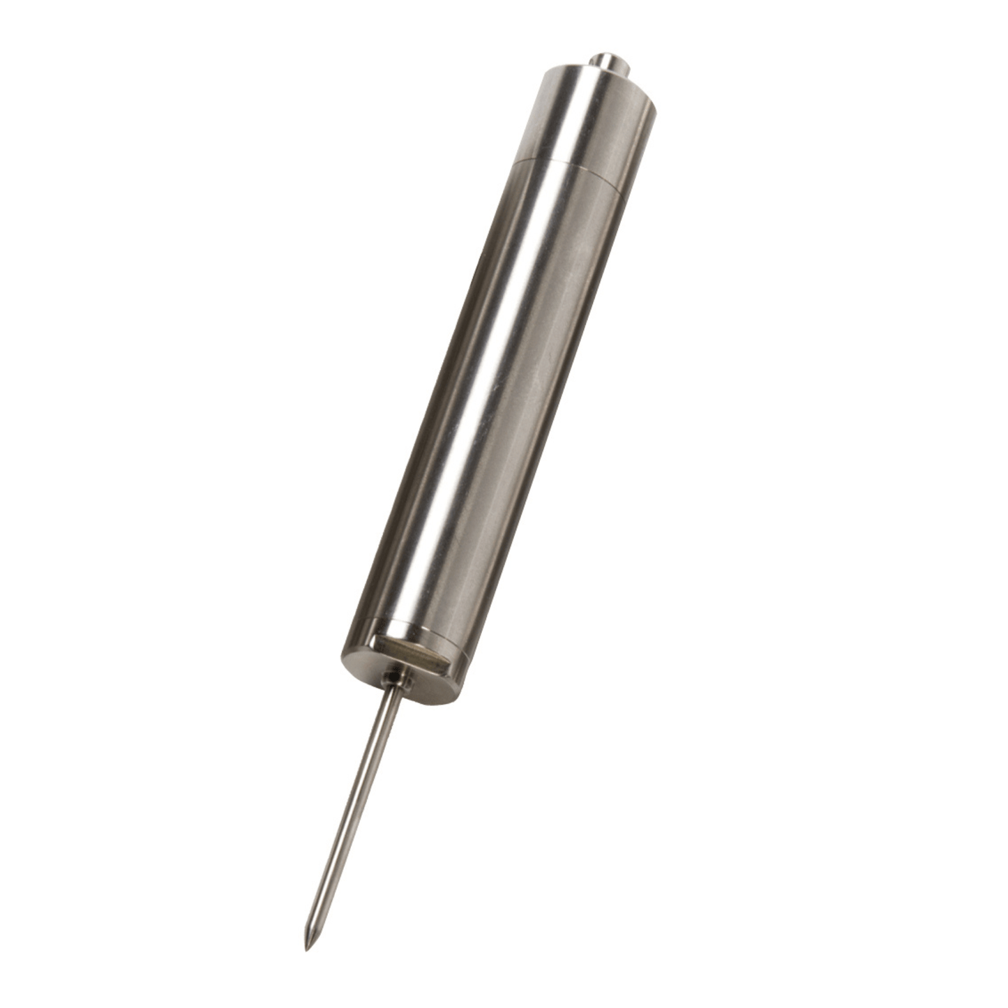 uno strumento di registrazione dati ThermaData Pro in acciaio inossidabile su sfondo bianco di Thermometer.fr.