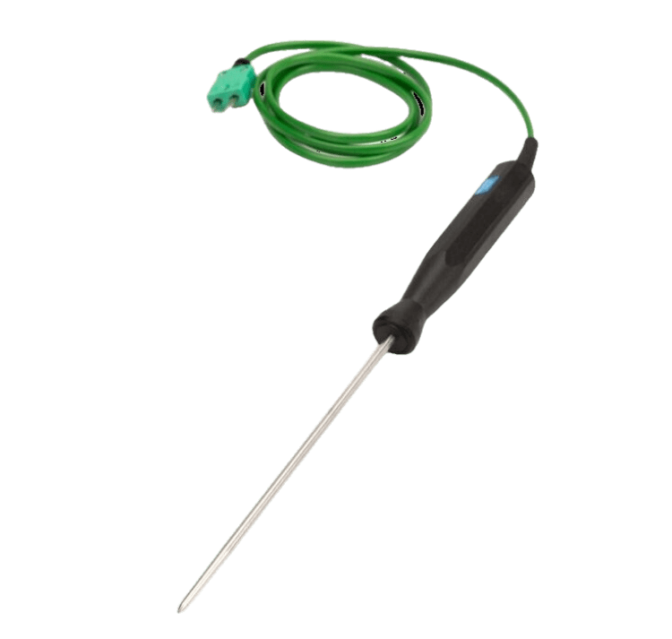 Une sonde ETI verte à laquelle est attaché un fil.