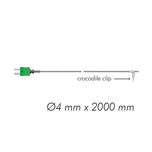 Sonde de four à pince crocodile mesurant 4 mm x 2000 mm, inoxydable et résistante, compatible avec les thermomètres ThermaQ, ThermaQ Blue et BlueTherm One de Thermometre.fr.
