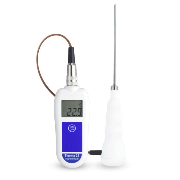 un Kit de thermomètre pour l'hygiène alimentaire auquel est attaché un Thermometre.fr.