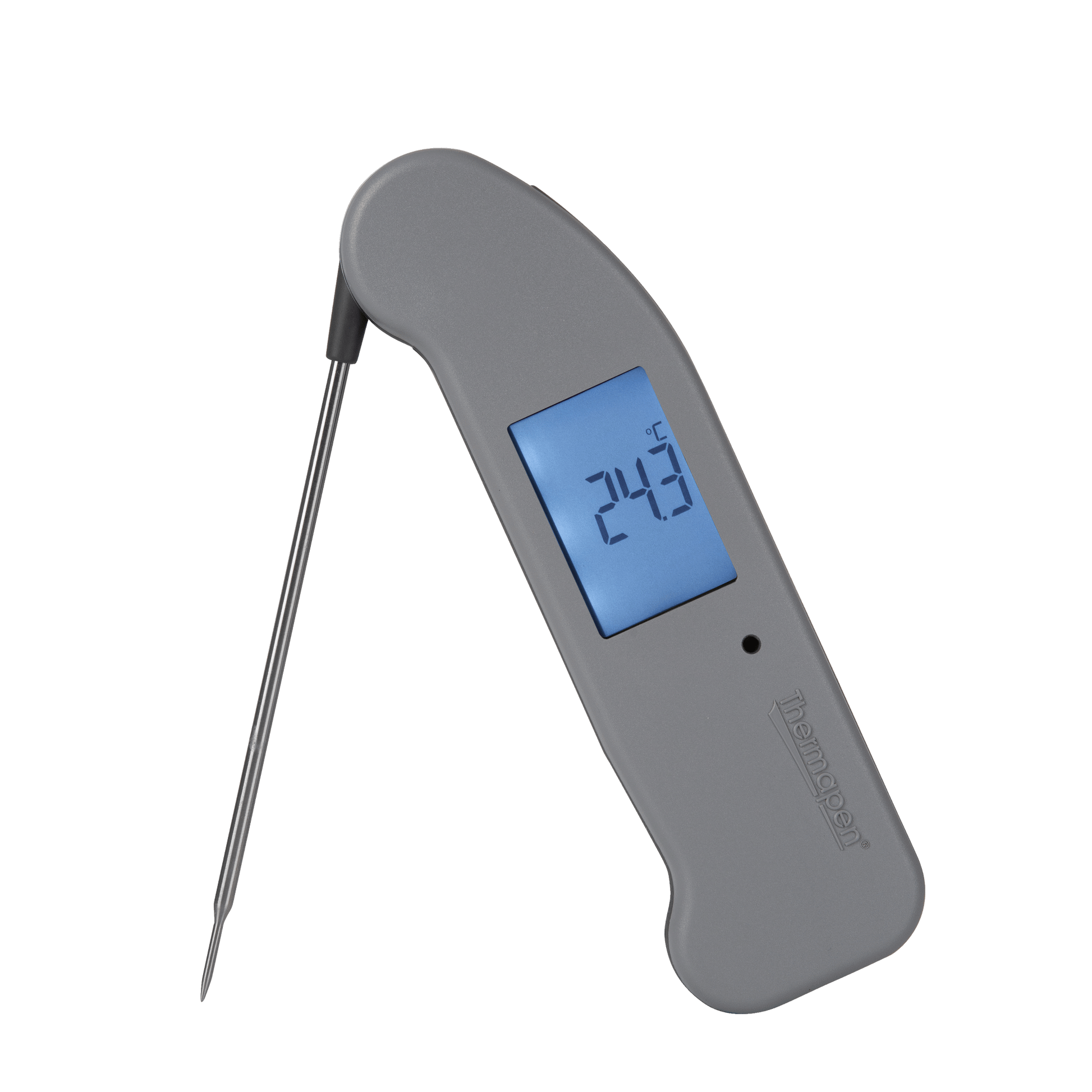 un thermomètre numérique Thermapen® One sur fond noir. (Marque : Thermometre.fr)