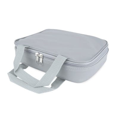 Une Pochette zippée grise pour kit pH-mètre de Thermomètre.fr sur fond blanc est agrémentée de pochettes de protection zippées.