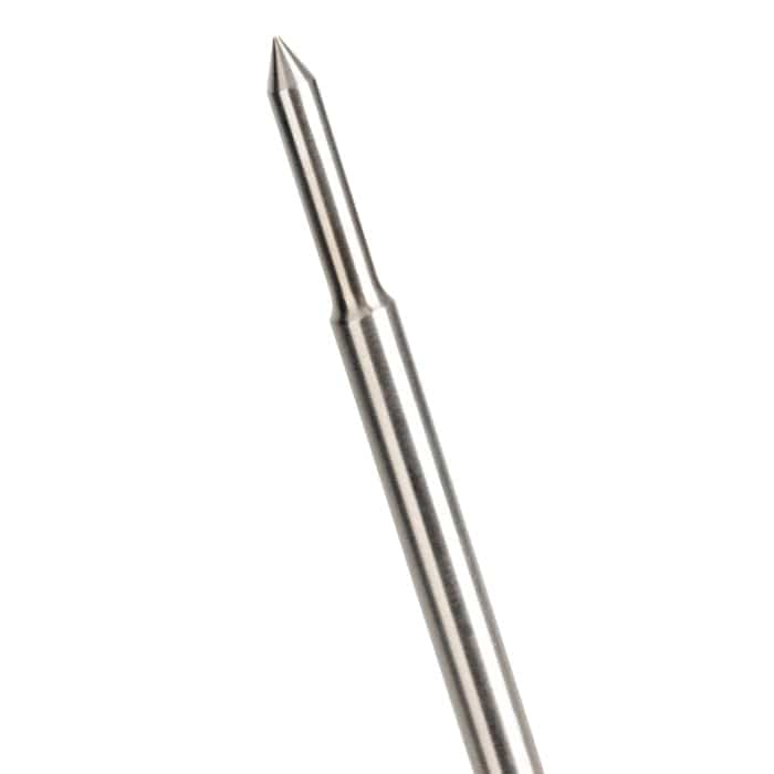 Une aiguille Thermomètre.fr en acier inoxydable avec un manche en forme de T sur fond blanc.
