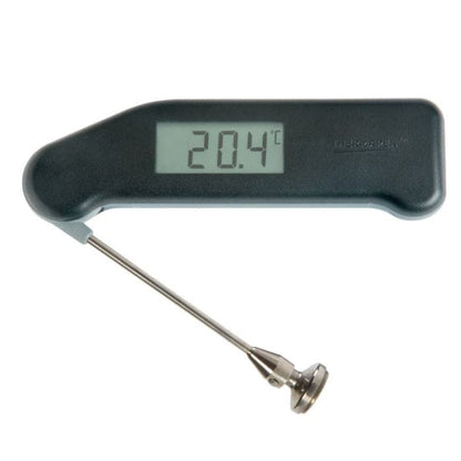 Un thermomètre numérique Thermomètre.fr auquel est fixé un Thermomètre Pro-Surface Thermapen®.
