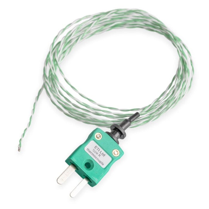 Une Sonde à fil PTFE verte avec un fil pour la mesure de température par Thermomètre.fr.