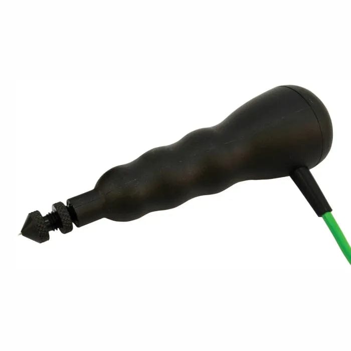 Un tuyau de sonde de température de pneu avec profondeur de sonde réglable noir et vert sur fond blanc de Thermometre.fr.