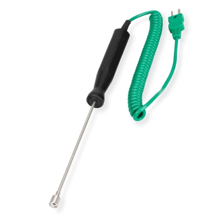 Un outil électrique auquel est attaché un cordon vert pour tester la température.
Nom du produit : Thermometre.fr Sonde de température de surface étanche.
