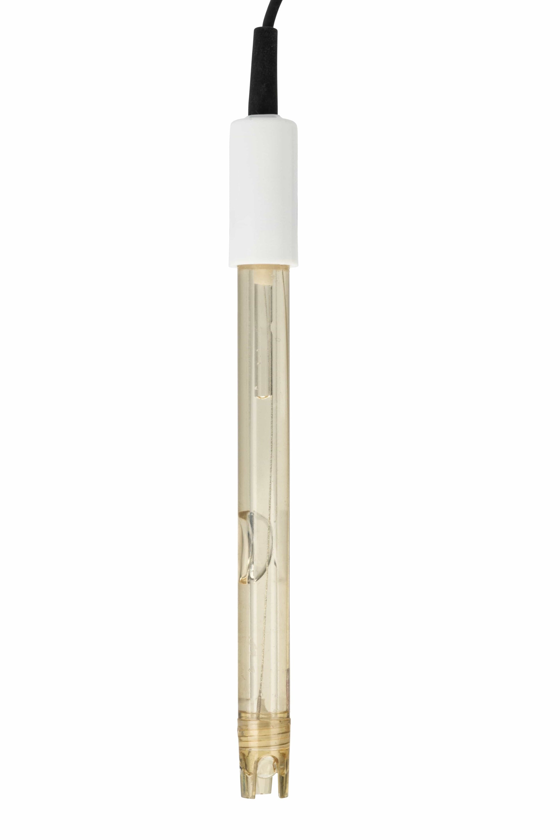 une Électrode de pH à usage général de Thermometer.eu avec un cordon blanc sur fond blanc.