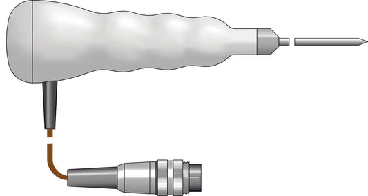 une image d'une Sonde de pénétration thermocouple à code couleur de Thermometre.fr avec un fil attaché.