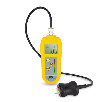 un Kit humidimètre pour artisan et professionnel jaune avec une sonde attachée, de Thermometre.fr.