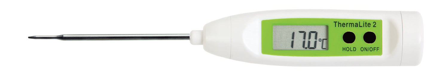 un thermomètre numérique ThermaLite 2 sur fond blanc de Thermometre.fr.