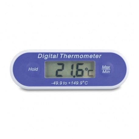 Un Thermomètre étanche - Thermomètre de poche en T par Thermometer.eu sur fond blanc.