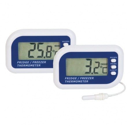 deux thermomètres numériques Thermometre.fr sur fond blanc.