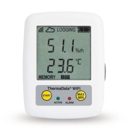 un Thermomètre enregistreur Wifi d'humidité HTD de Thermometre.fr sur fond blanc.