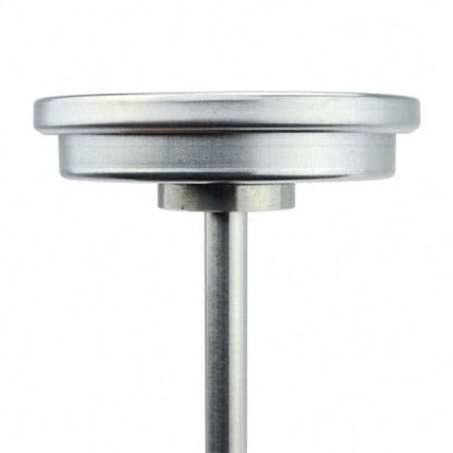 Un thermomètre à cadran Thermometre.fr en acier inoxydable sur fond blanc.