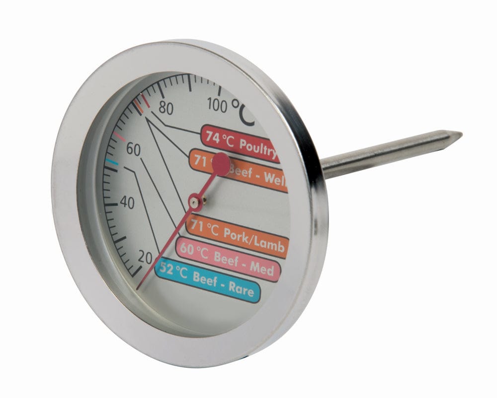 Grand thermomètre à viande avec cadran de 60 mm sur fond blanc.