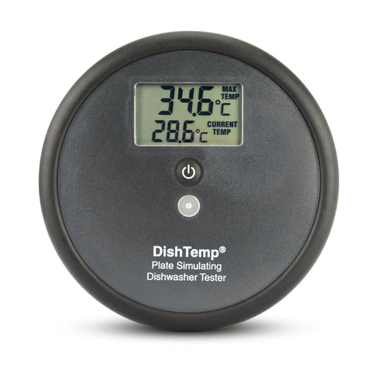 Un termometro digitale Thermometer.fr DishTemp viene visualizzato su uno sfondo bianco.