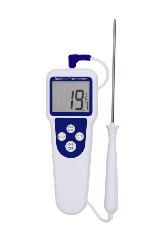 un Thermomètre numérique Thermomètre Eco MAX MIN sur fond blanc. (Thermomètre.fr)