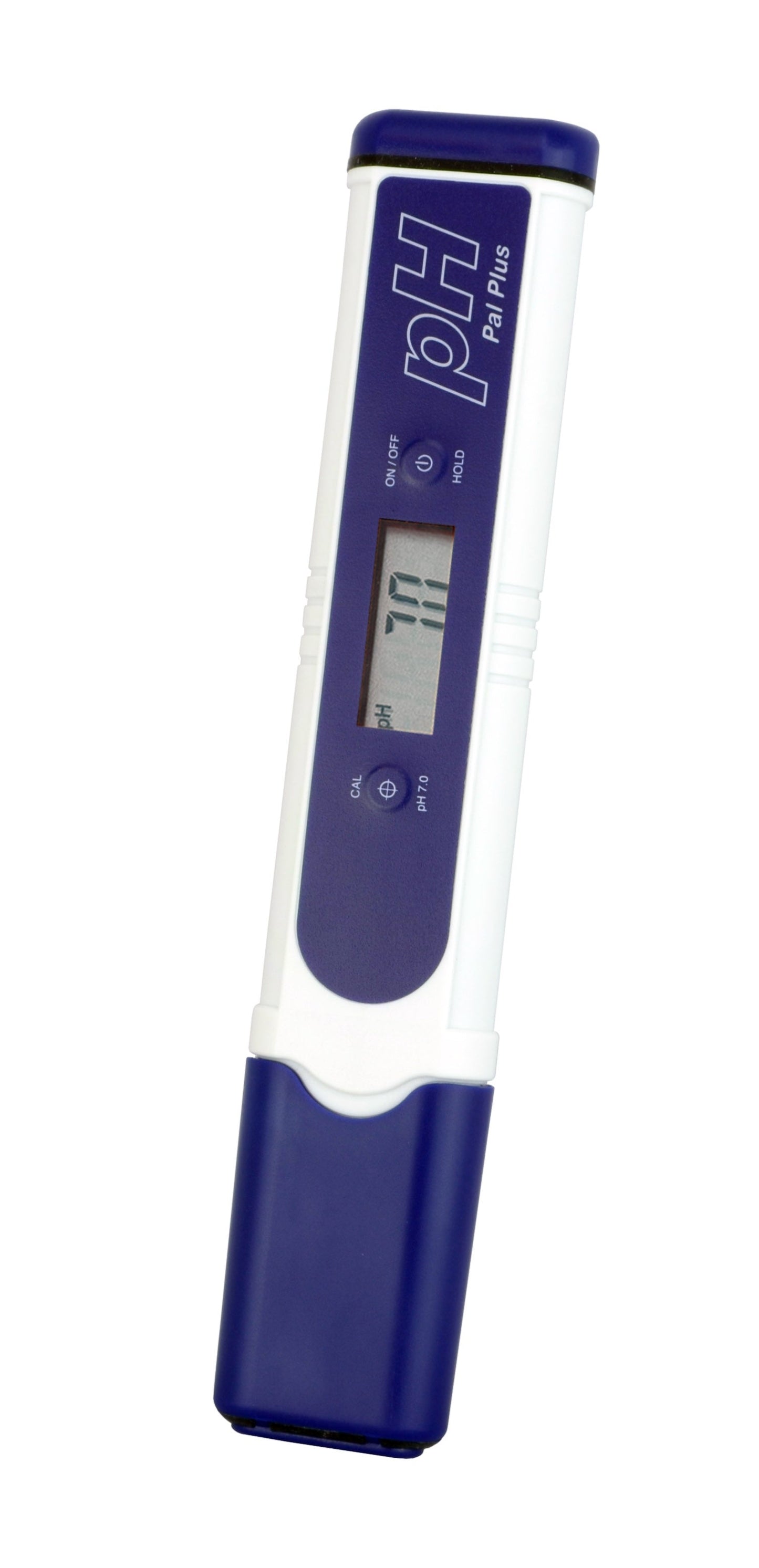 un Testeur de pH PAL Plus bleu et blanc de Thermometre.fr sur fond blanc.