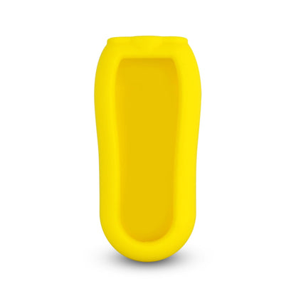 une Coque de protection en silicone pour la série Therma, Food Check et plus une bouteille en plastique jaune sur fond blanc. (Thermomètre.fr)