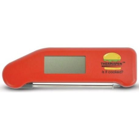 un Thermomètre thermapen Burger rouge sur fond blanc par Thermometre.fr