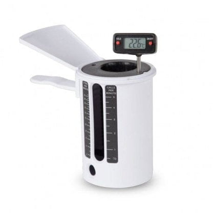 un Thermomètre numérique avec Flow Cup blanc avec une minuterie numérique par Thermometre.fr.
