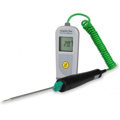 un thermomètre digital Thermometre.fr avec cordon vert.